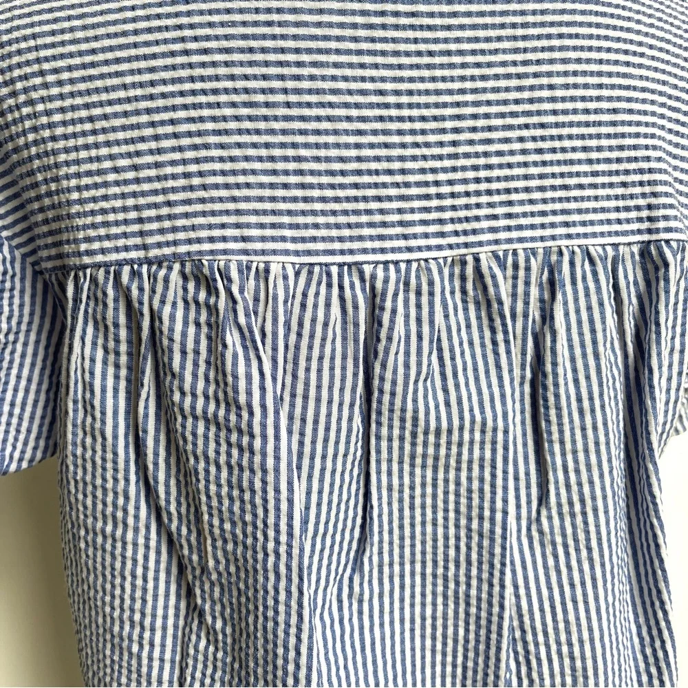 Zara basics, blue and white seersucker blouse, size XS.